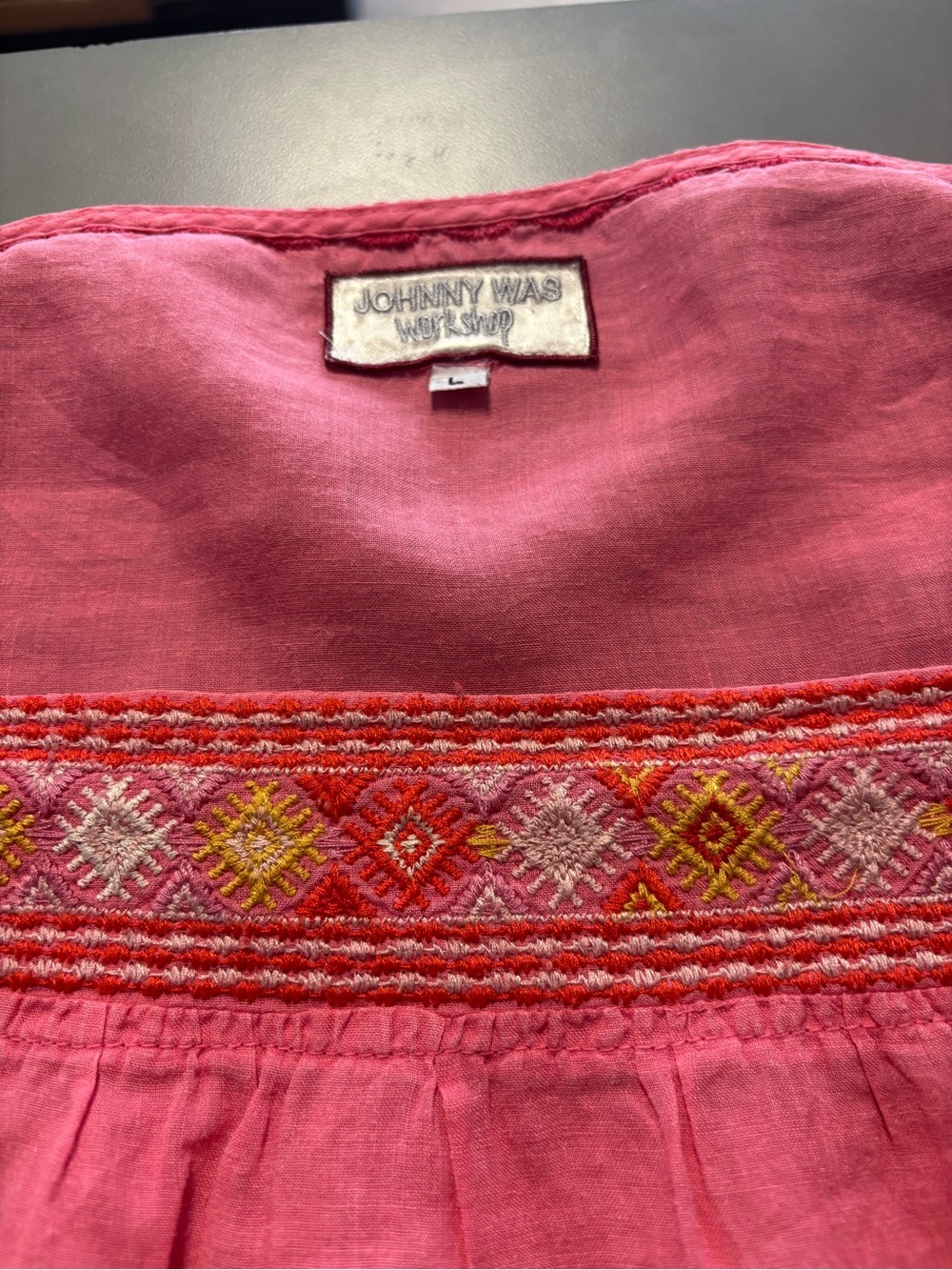 Johnny Was Coral Pink Embroidered Tunic - Picture 2 of 3